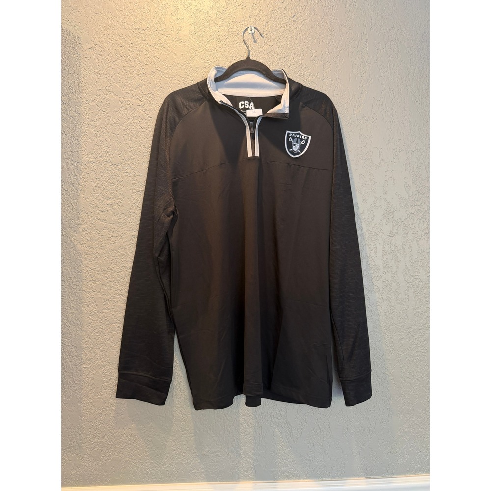 CSA NFL Team Apparel Las Vegas Raiders Mens XL Quarter Zip Pullover Black New